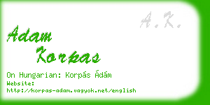 adam korpas business card